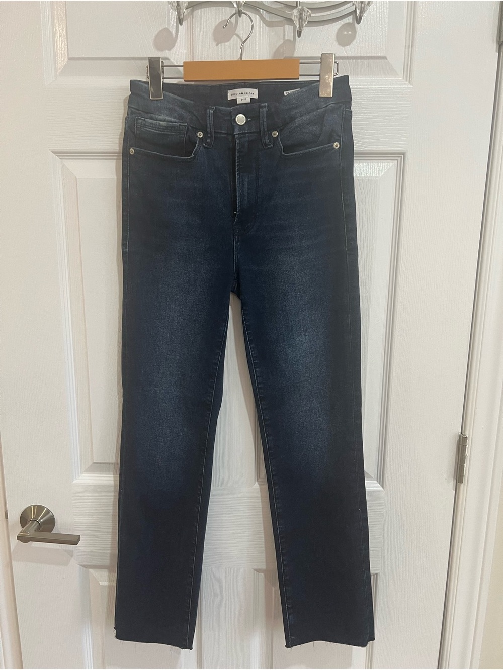 Good American Classic Jeans Size 6/12 Dark Indigo Slim Straight Stretch